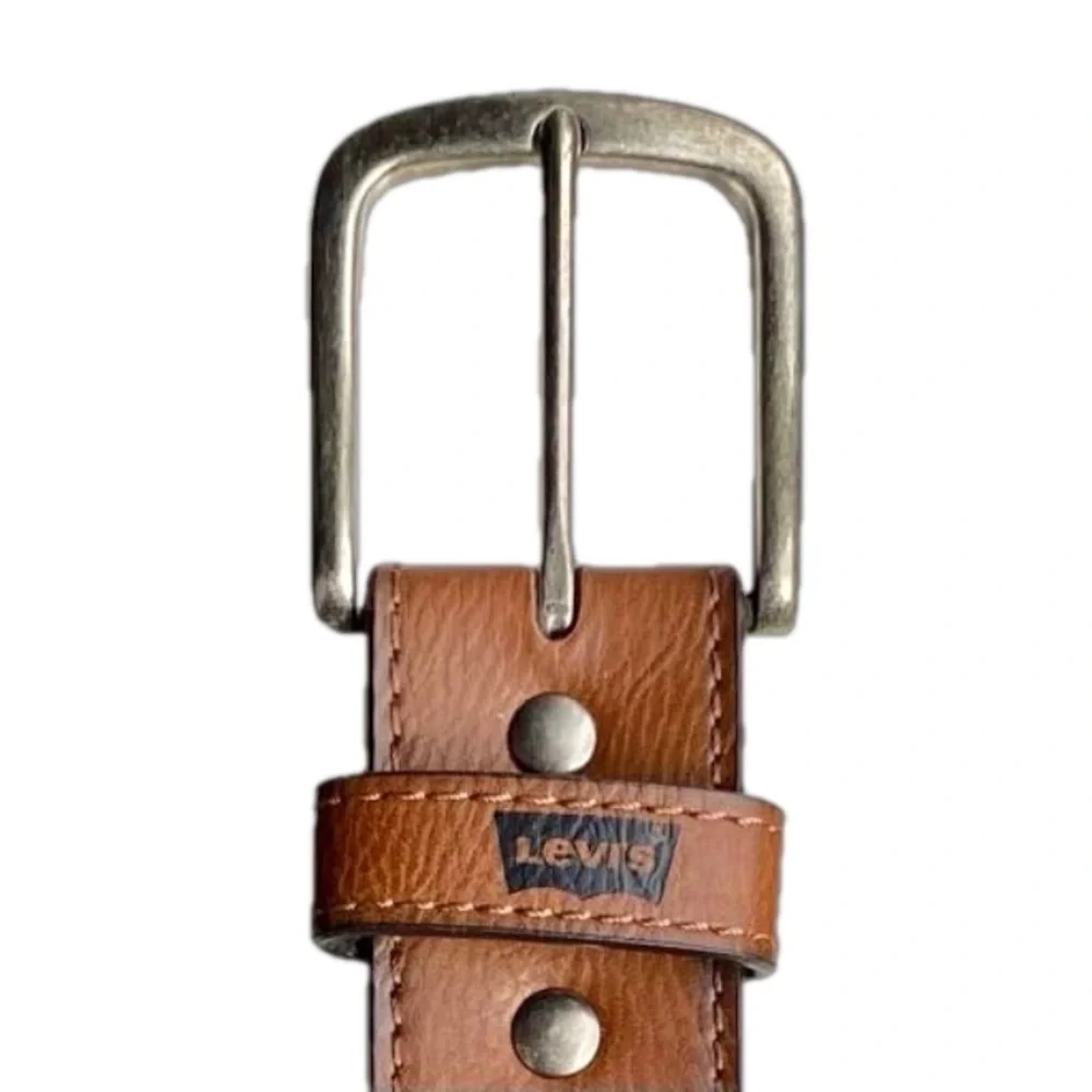 LEVIS Belt Coated Leather Caramel Brown Size M 34-36